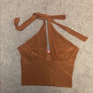 Elegant Brown Halter Top